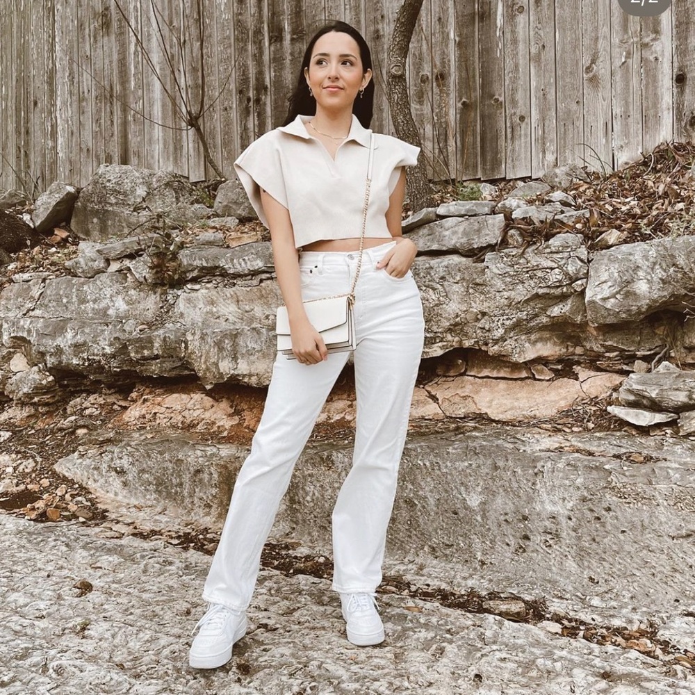 ZARA Cropped Collared Top